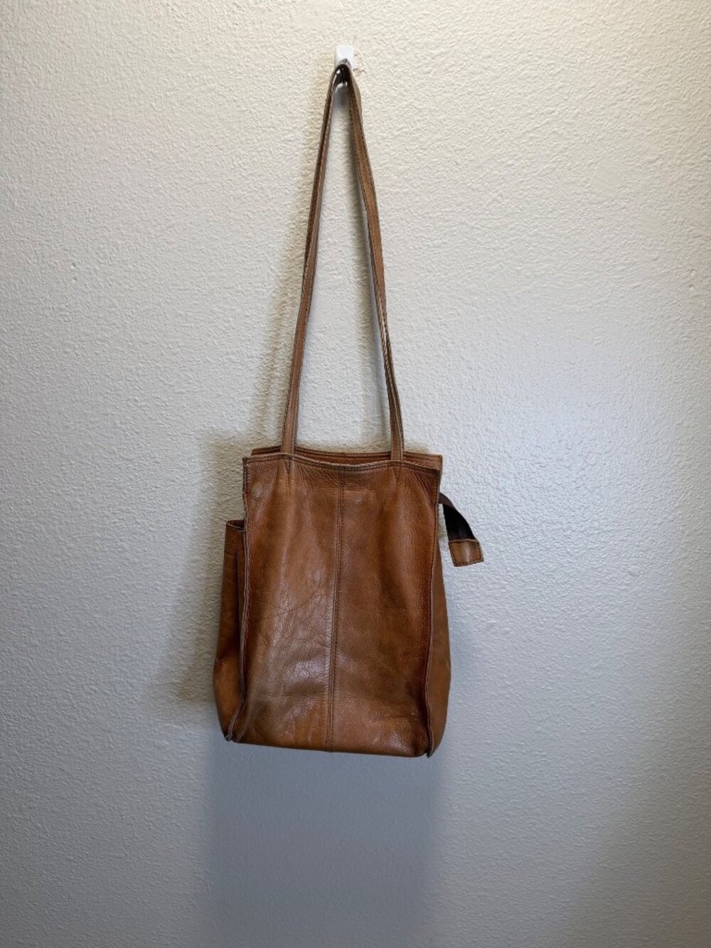 Frye Brown Leather Tote Bag With Zipper Closure Genuine Leather Vintage Style